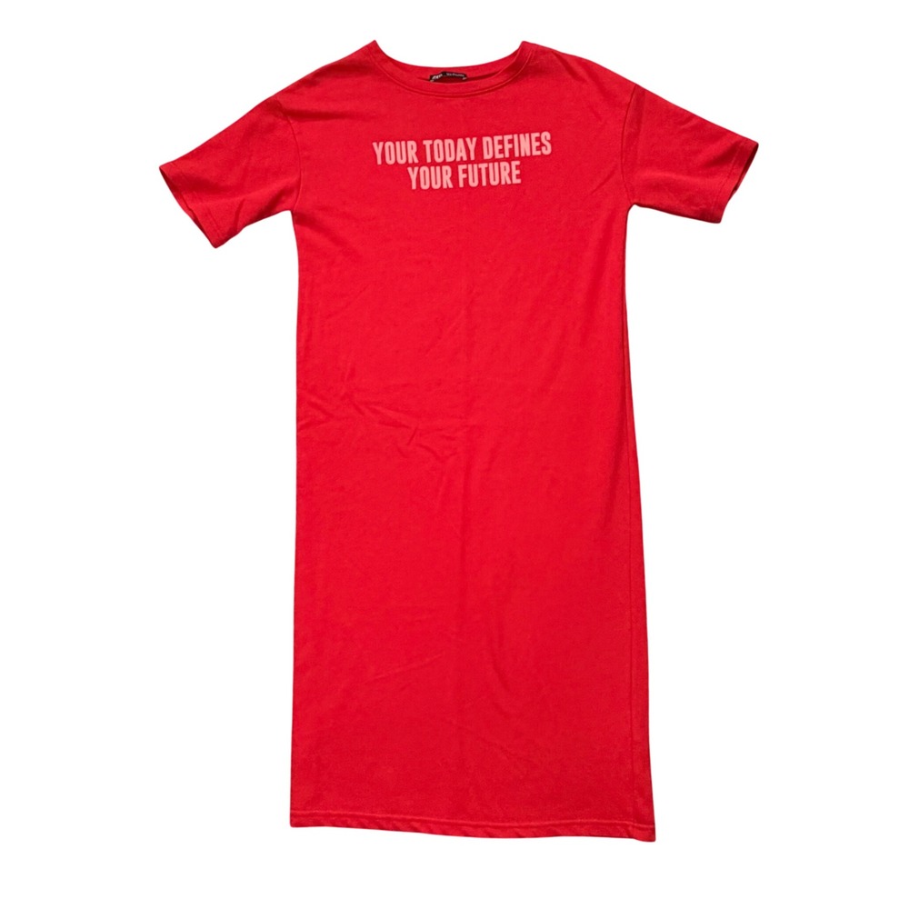 Zara T-Shirt Dress Womens Small Red Graphic Short Sleeve M Define your‎ future